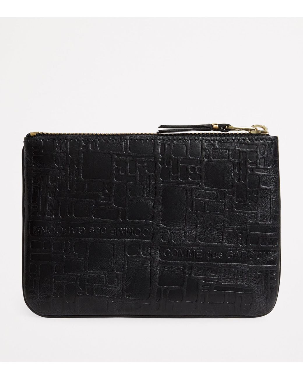 Comme des Garçons Black Leather Logo Embossed Zipped Pouch for men