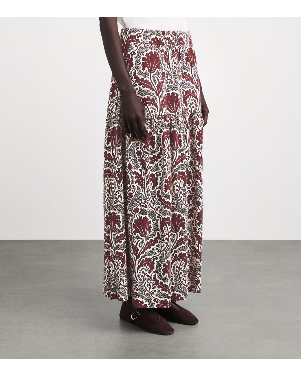 ME+EM Purple Wildflowers Midi Skirt