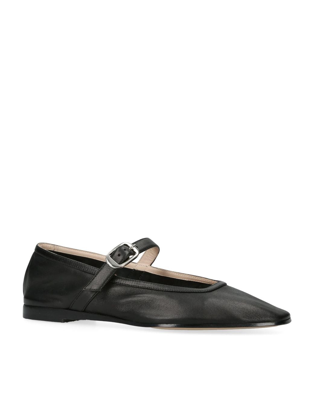 Le Monde Beryl Black Leather Mary Jane Ballet Flats