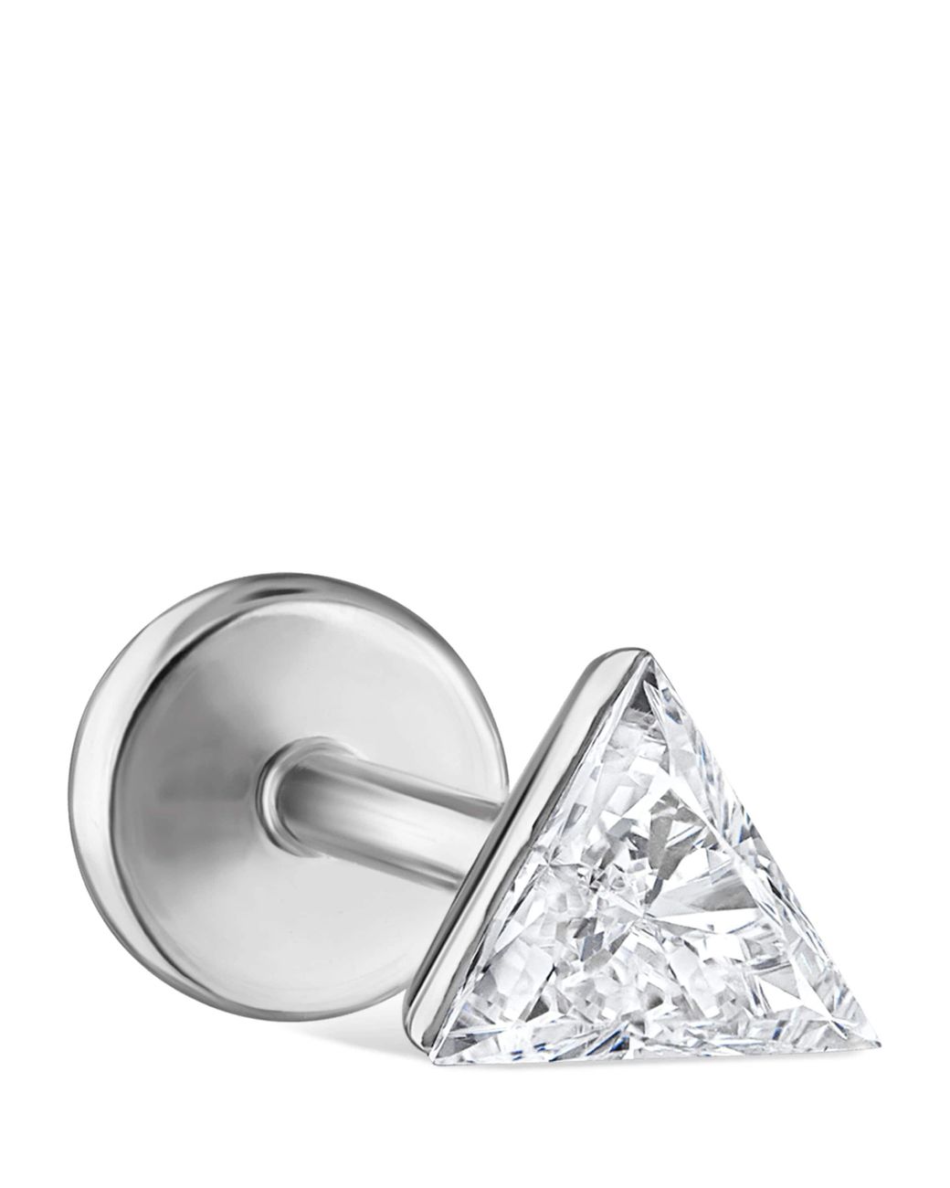 Maria Tash White Invisible Set Triangle Diamond Threaded Stud Earring