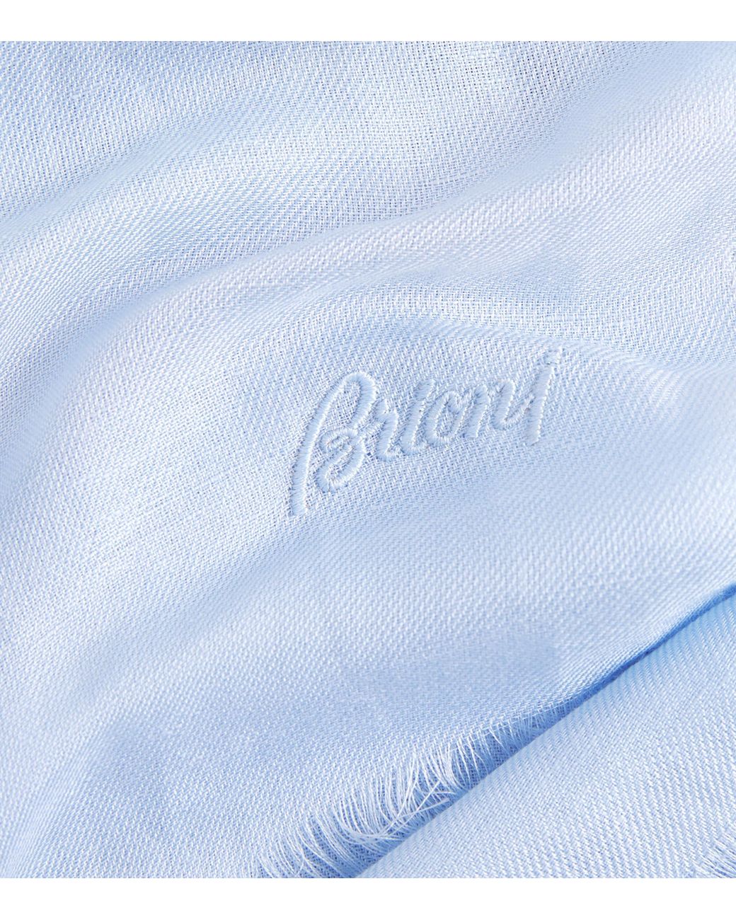 Brioni Blue Linen-Silk Logo Scarf for men