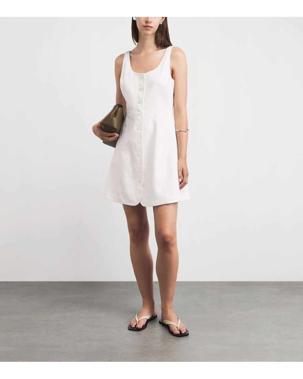 Theory White Linen-Blend Mini Dress