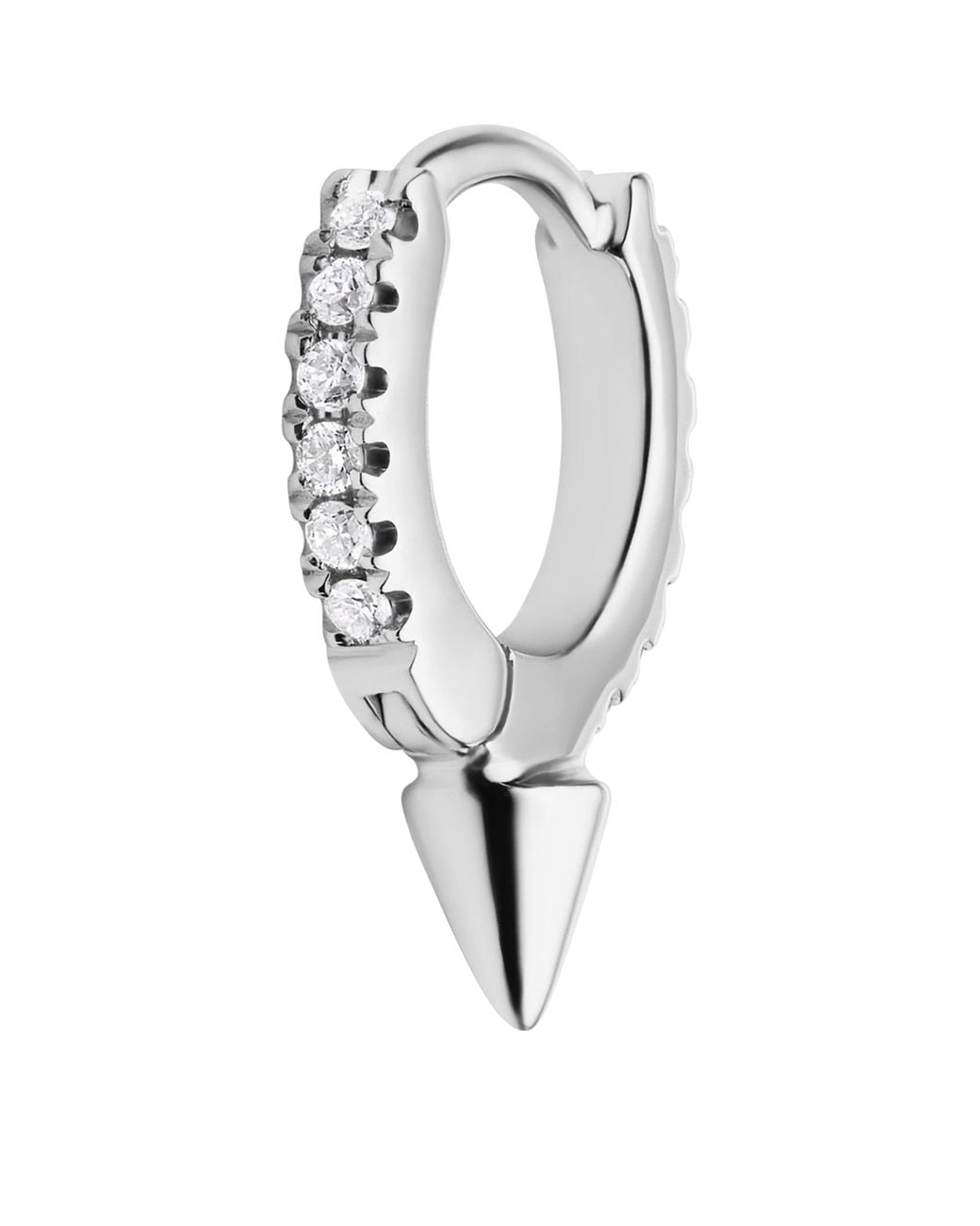 Maria Tash White Single Short Spike Diamond Eternity Hoop Earring for men