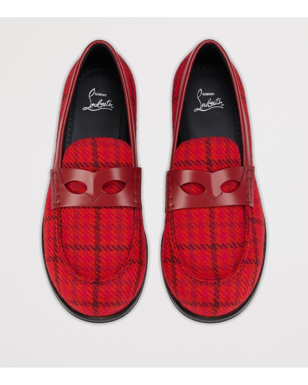 Christian Louboutin Red Circ Check Print Loafers for men