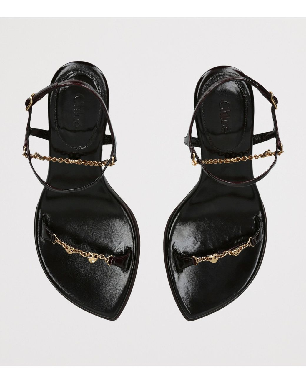 Chloé Black Patent Leather Zia Heeled Sandals 80
