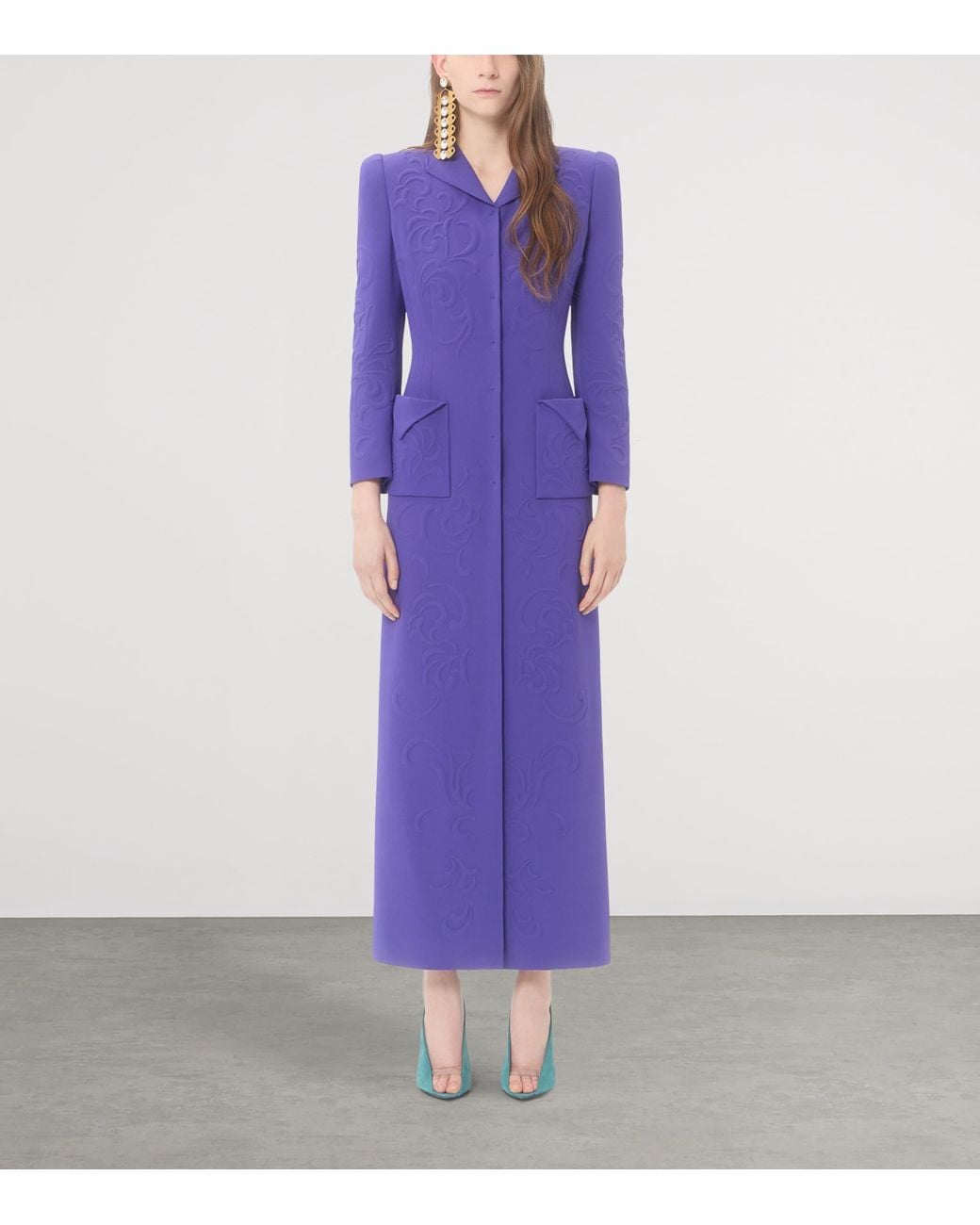 Valentino Purple Floral-Embroidered Coat
