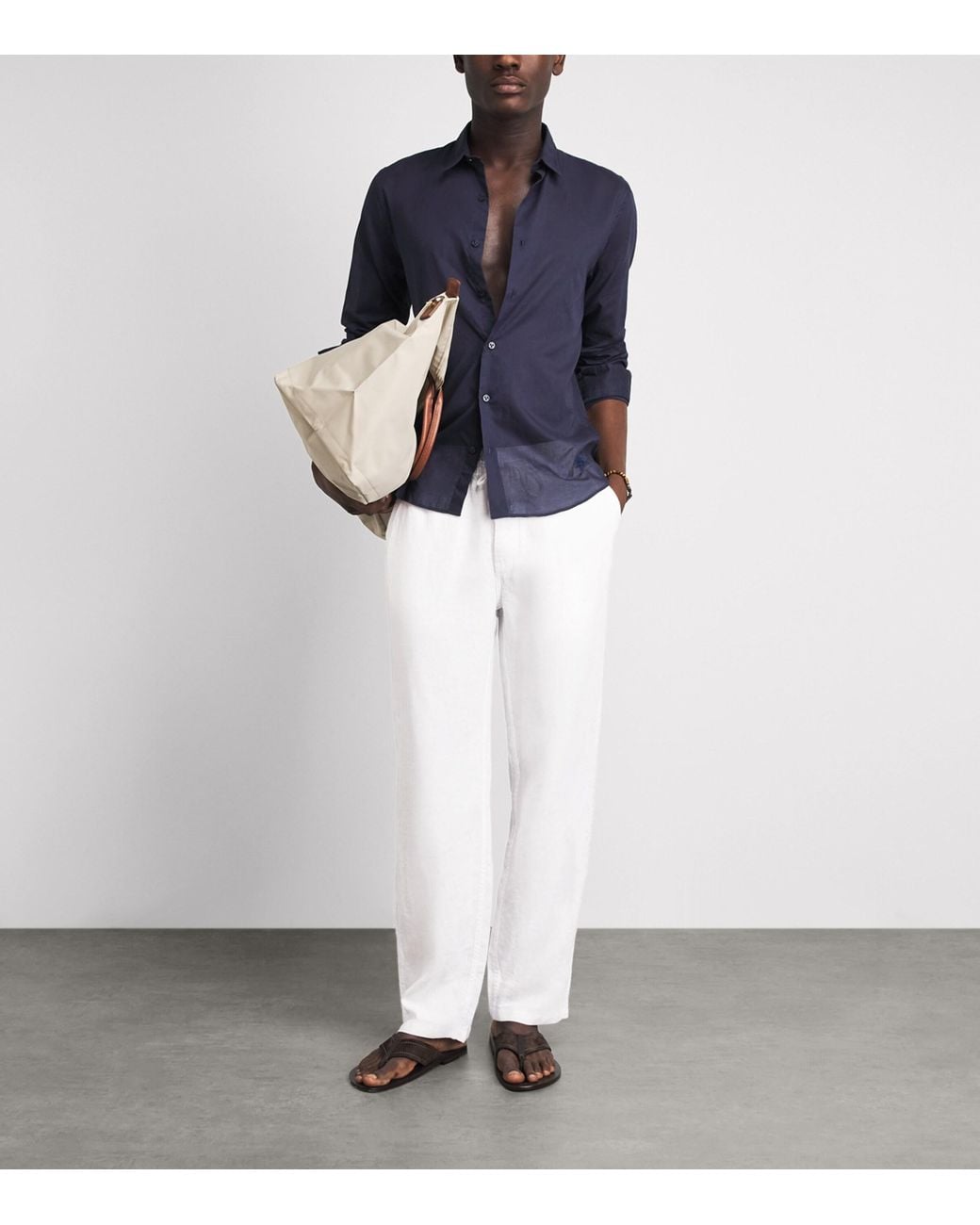 Vilebrequin White Linen Drawstring Trousers for men