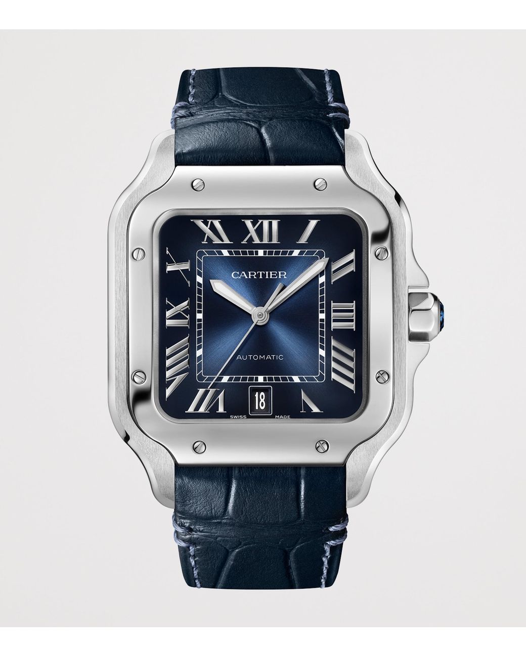 Cartier Gray Large Steel Santos De Watch for men