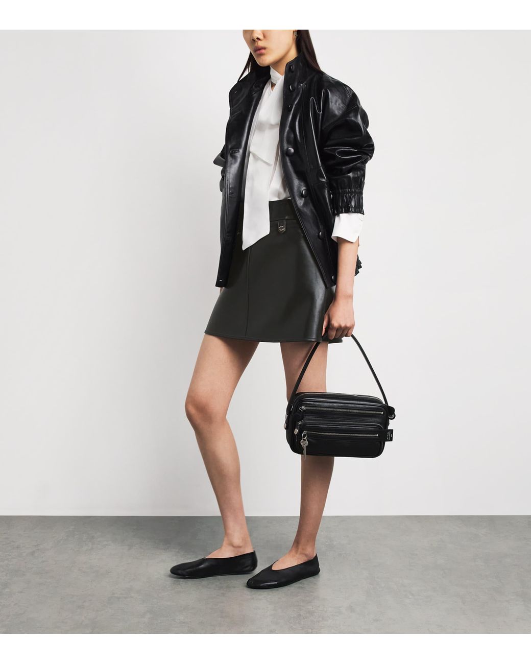 Claudie Pierlot Black Lambskin Mini Skirt