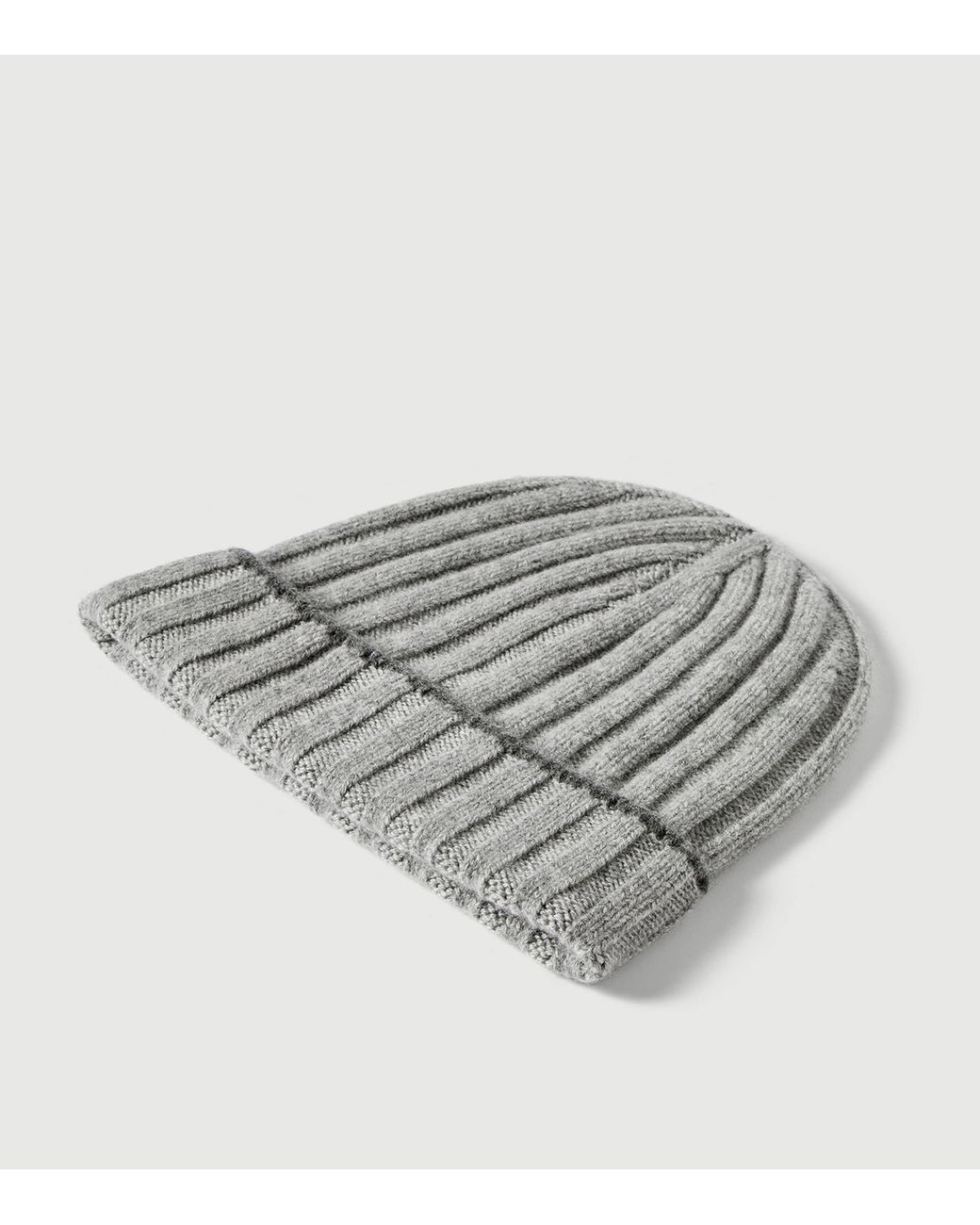 Brunello Cucinelli Gray Cashmere Ribbed Beanie for men