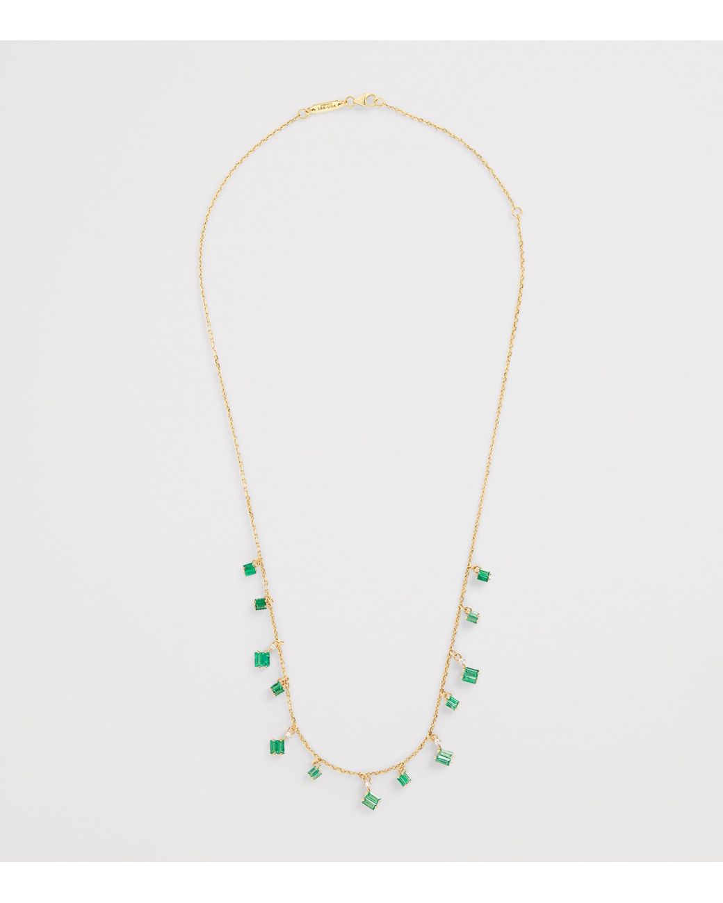 Suzanne Kalan Metallic Diamond And Emerald Bold Cascade Necklace