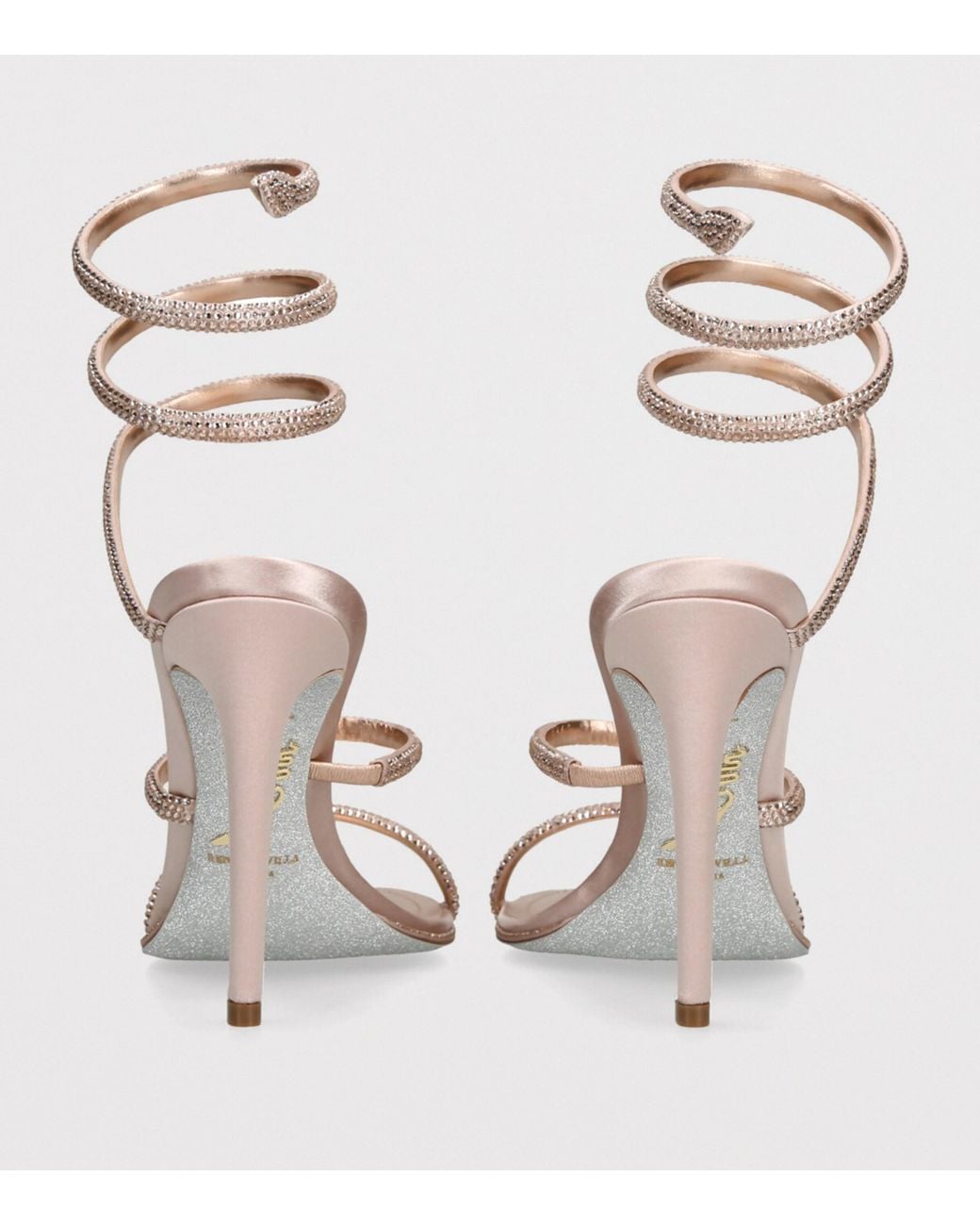 Rene Caovilla White Satin Crystal-Embellished Cleo Sandals 105