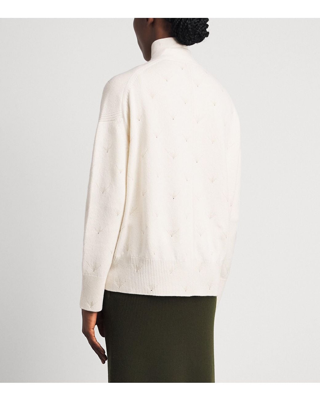 Barrie White Cashmere Crystal-Embellished Cardigan