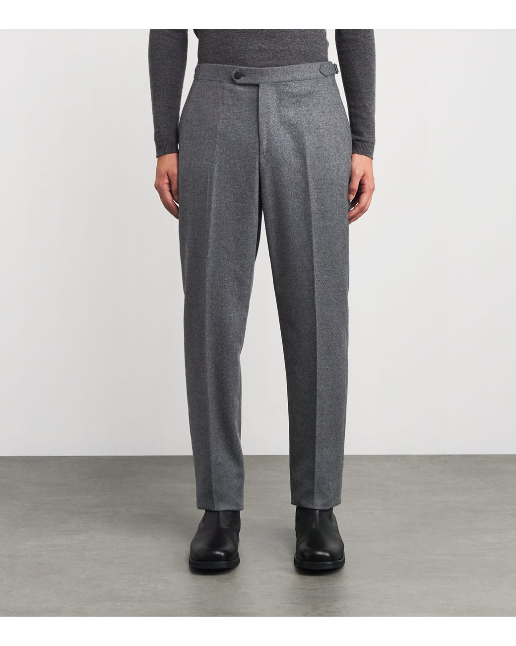 Isaia Gray Wool-Cashmere Tailored Trousers for men