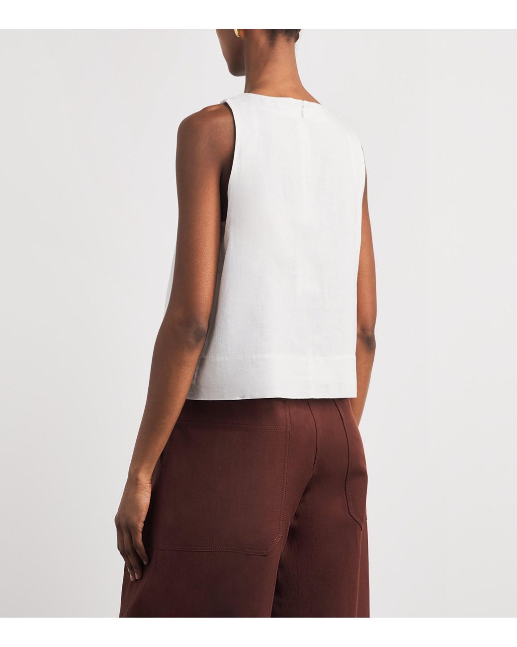 ME+EM White Linen-Blend Creaseless Shell Top