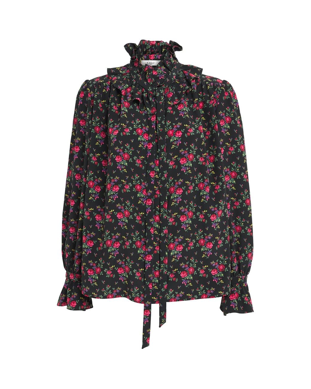 Chloé Gray Silk Bouquet Print Blouse