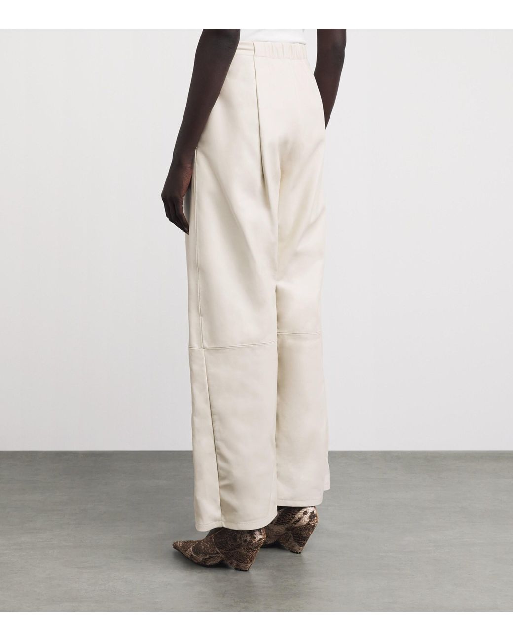 Lauren Manoogian White Nappa Leather Wide-Leg Trousers