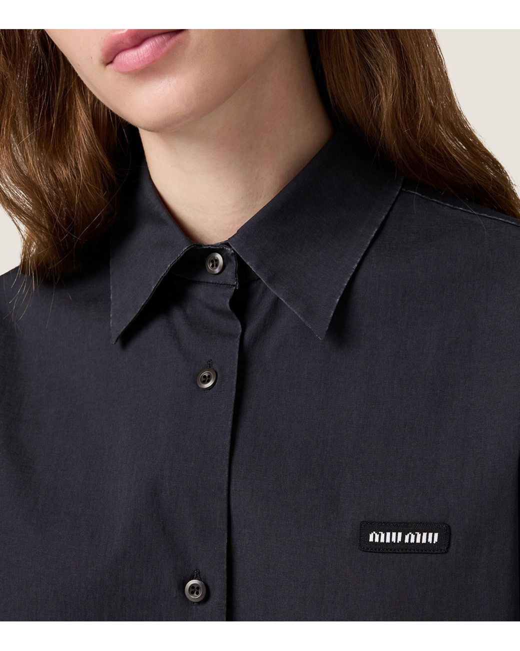Miu Miu Blue Stretch-Poplin Shirt