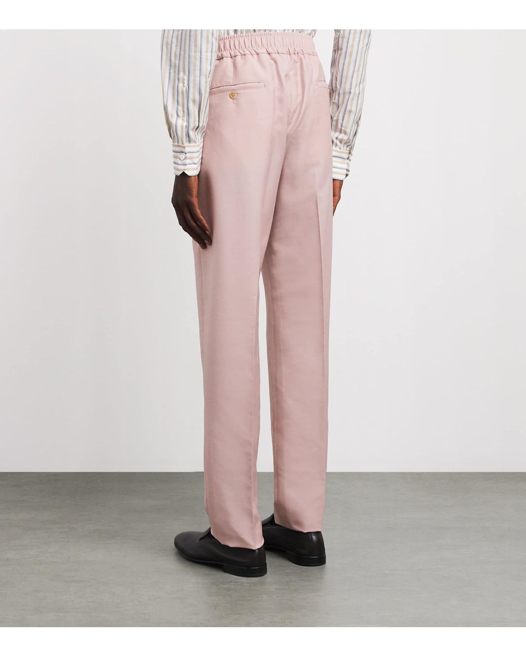 Isaia Pink Wool-Mohair-Silk Comfort Trousers for men