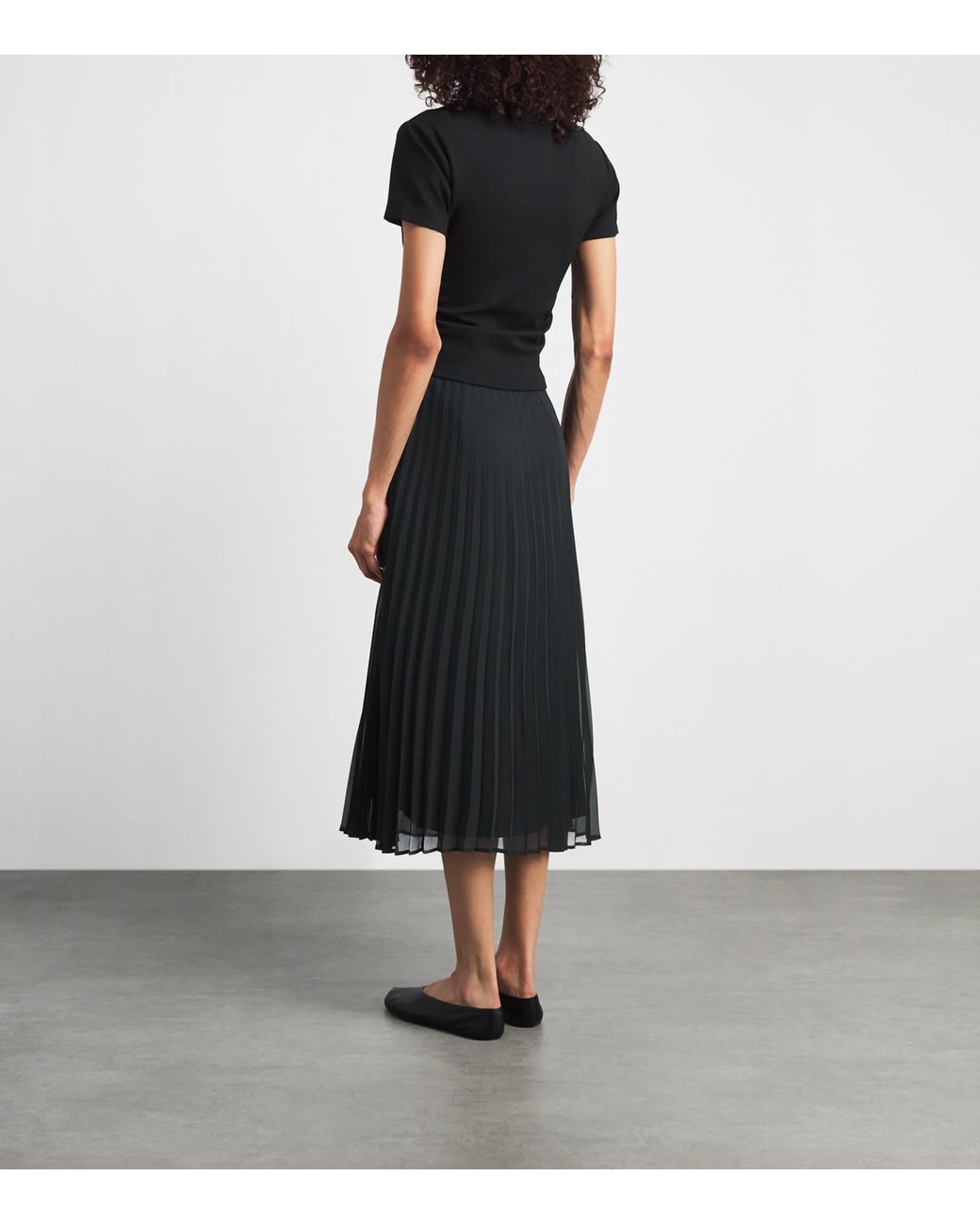 Claudie Pierlot Black Hybrid Pleated T-Shirt Midi Dress