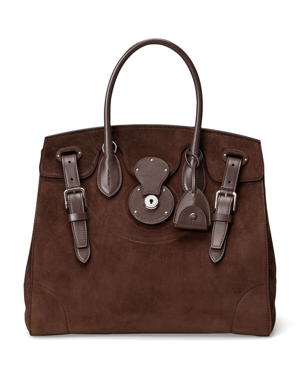 Ralph Lauren Suede Soft Ricky 33 Top-Handle Bag in Brown | Lyst