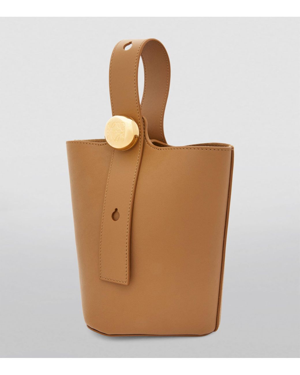 Loewe Brown Mini Leather Pebble Bucket Bag