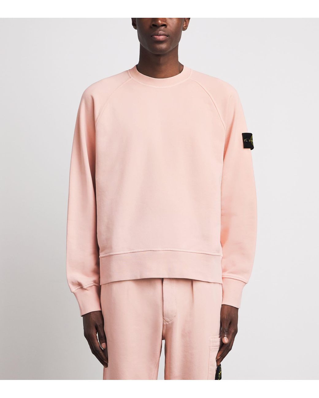 Stone Island Pink Cotton Compass Logo Sweatshirt for men