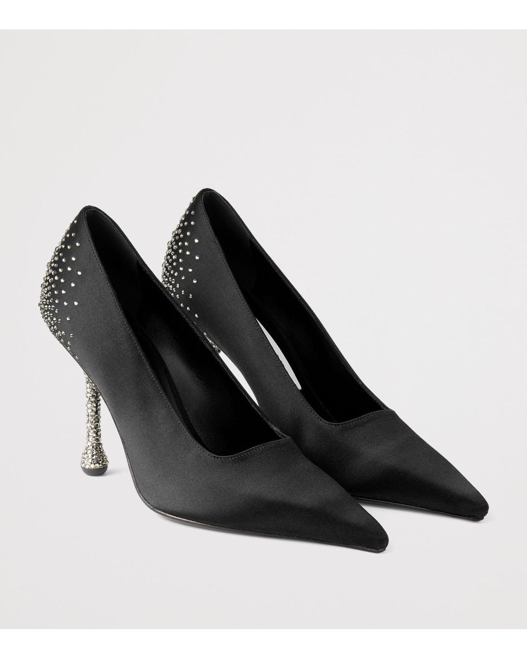 Jimmy Choo Black Ixia 95 Embellished Satin Pumps