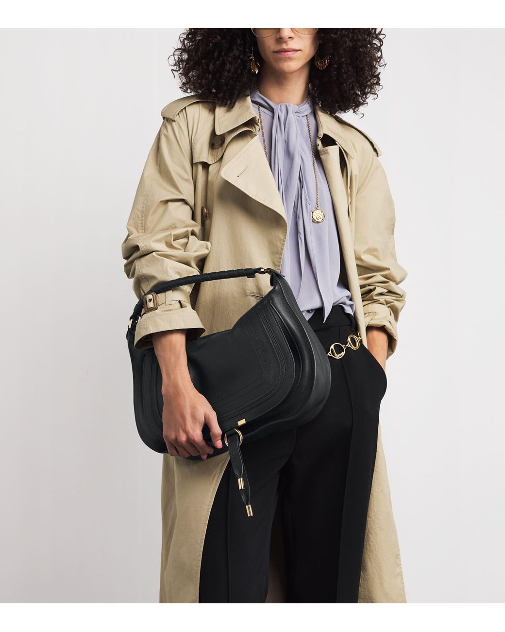 Chloé Black Small Leather Marcie Shoulder Bag