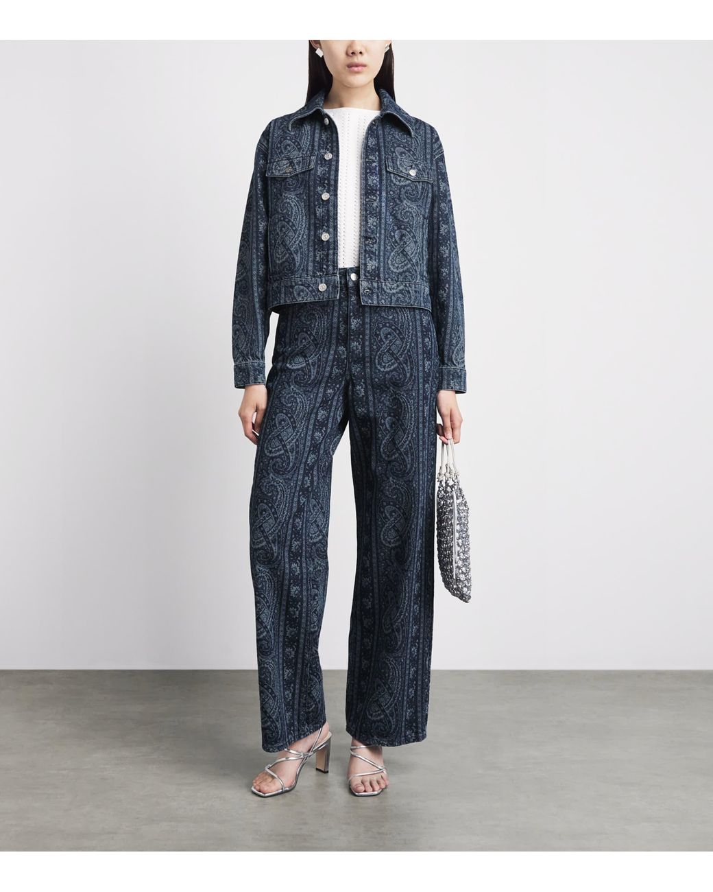 Claudie Pierlot Blue Paisley Straight Jeans