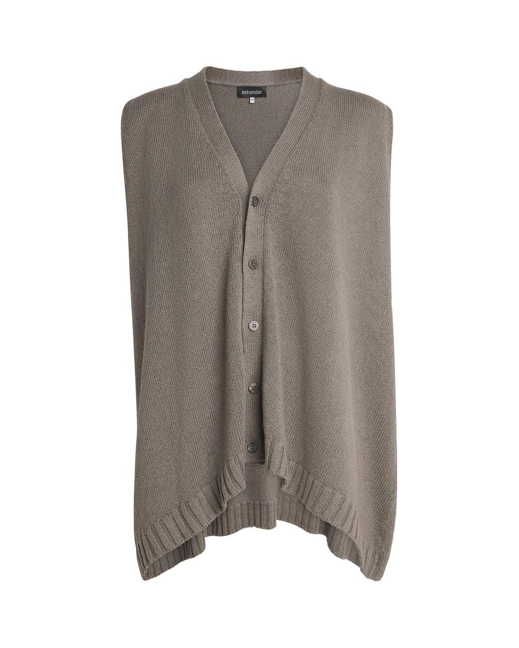 Eskandar Brown Linen-Organic Cotton Sleeveless Cardigan