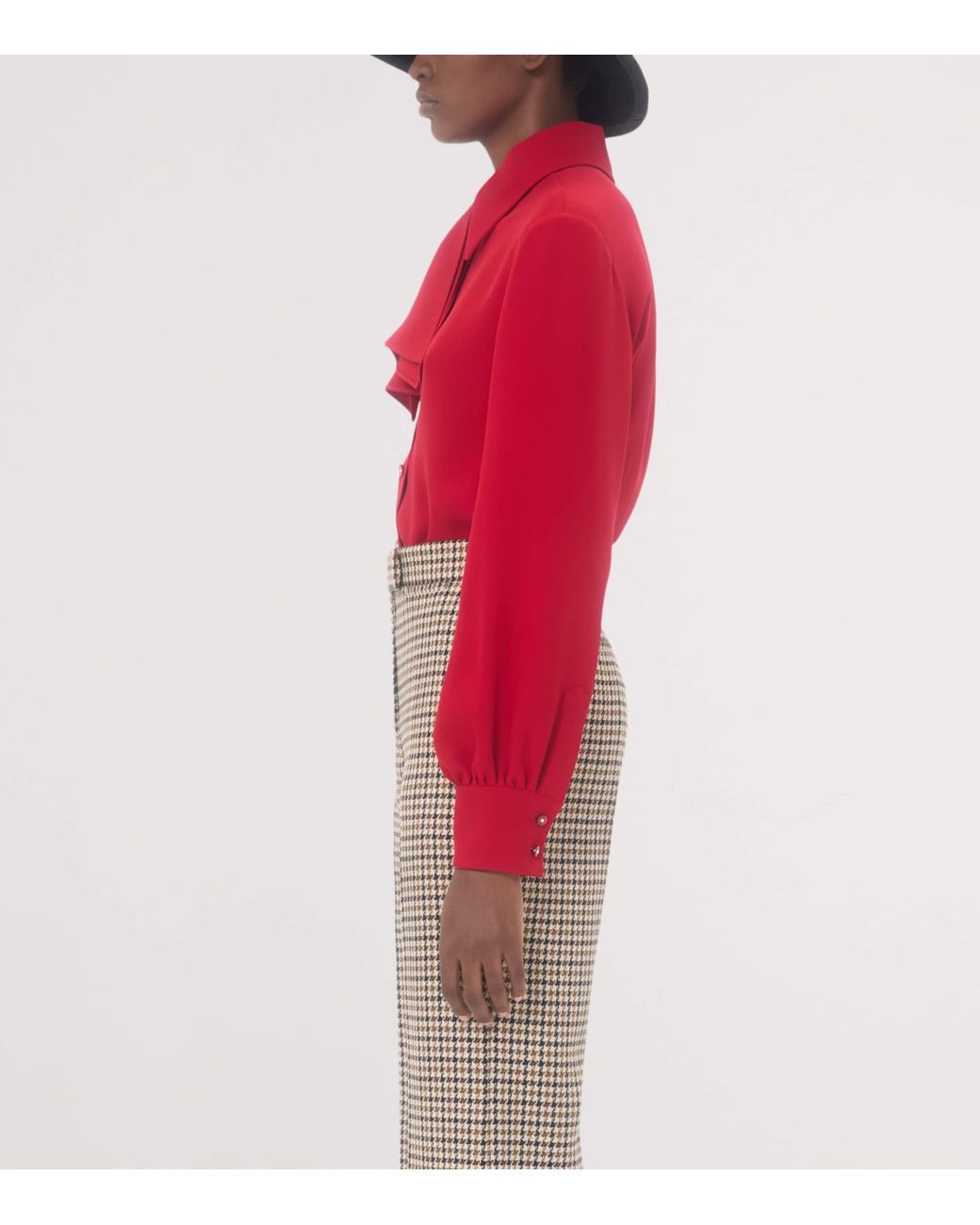 Valentino Red Silk Bow Shirt