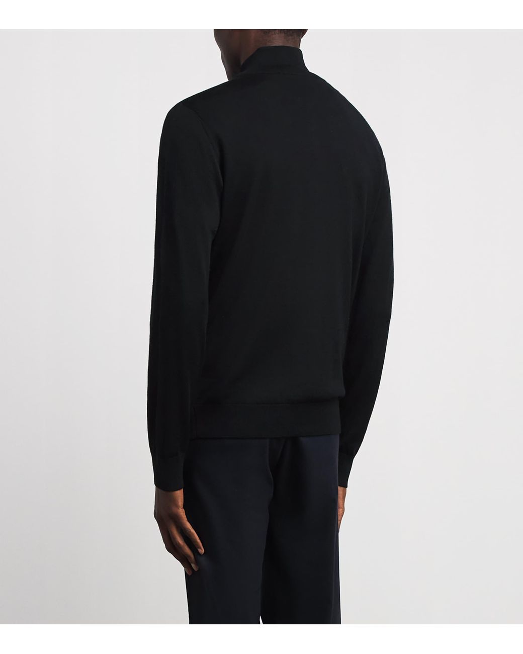 Pal Zileri Black Wool Zip-Up Cardigan for men