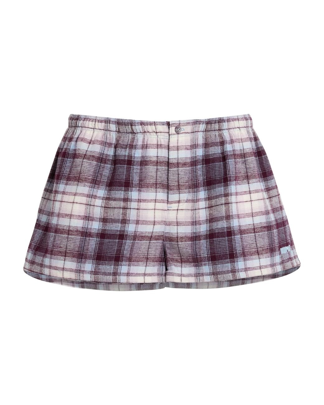 Skims Purple Cotton Check Boxer Sleep Shorts