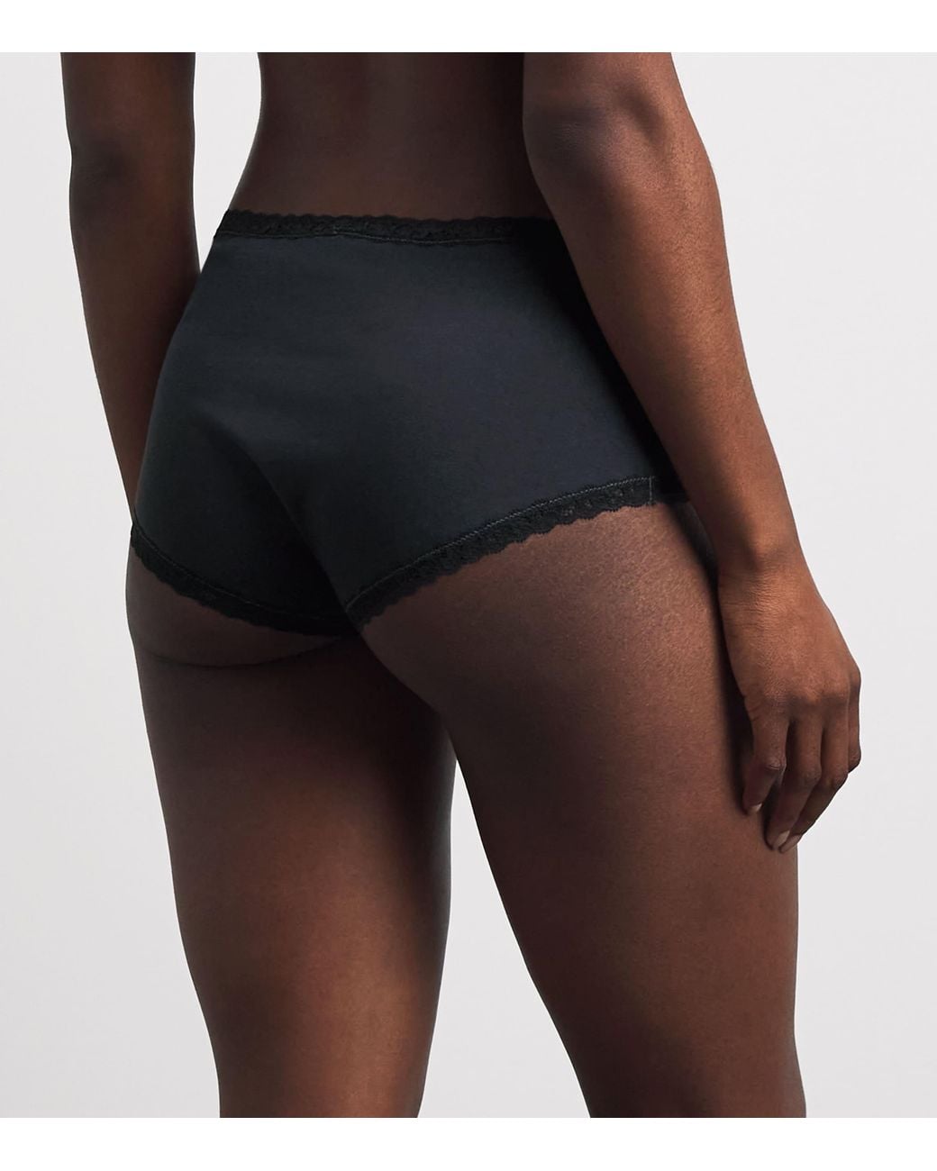 Skims Black Lace-Trim Boy Shorts Briefs