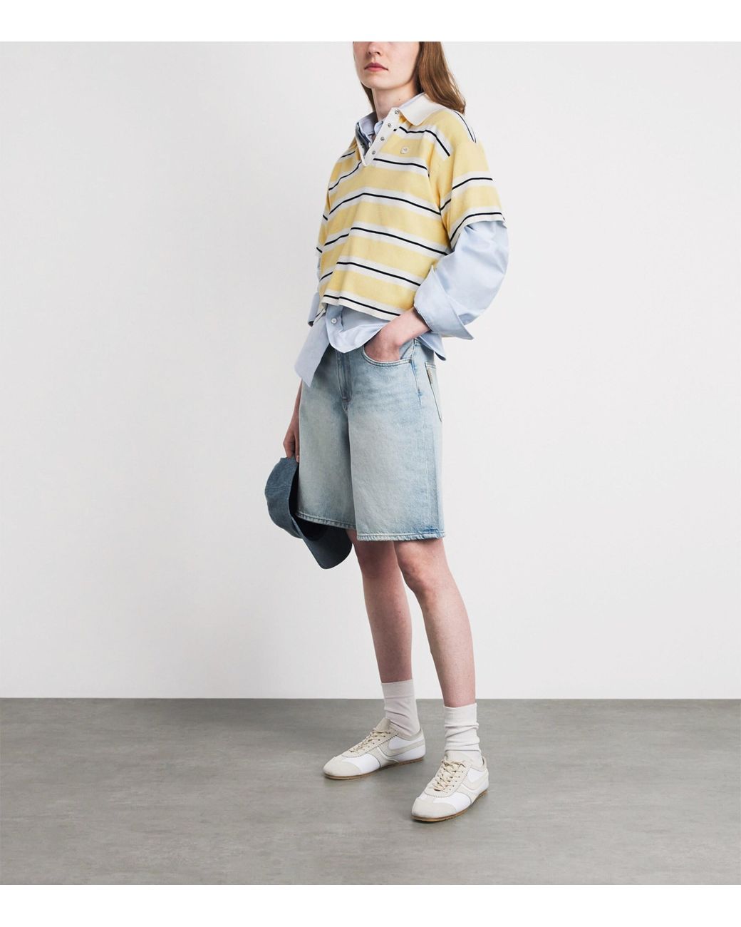 Maje Metallic Cotton-Blend Stripe Polo Shirt