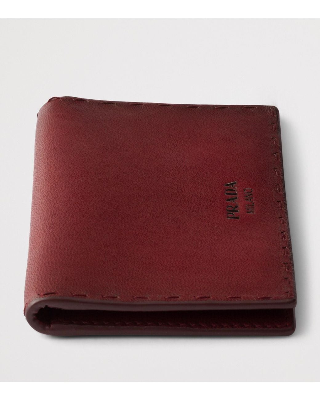 Prada Red Lambskin Bifold Wallet for men