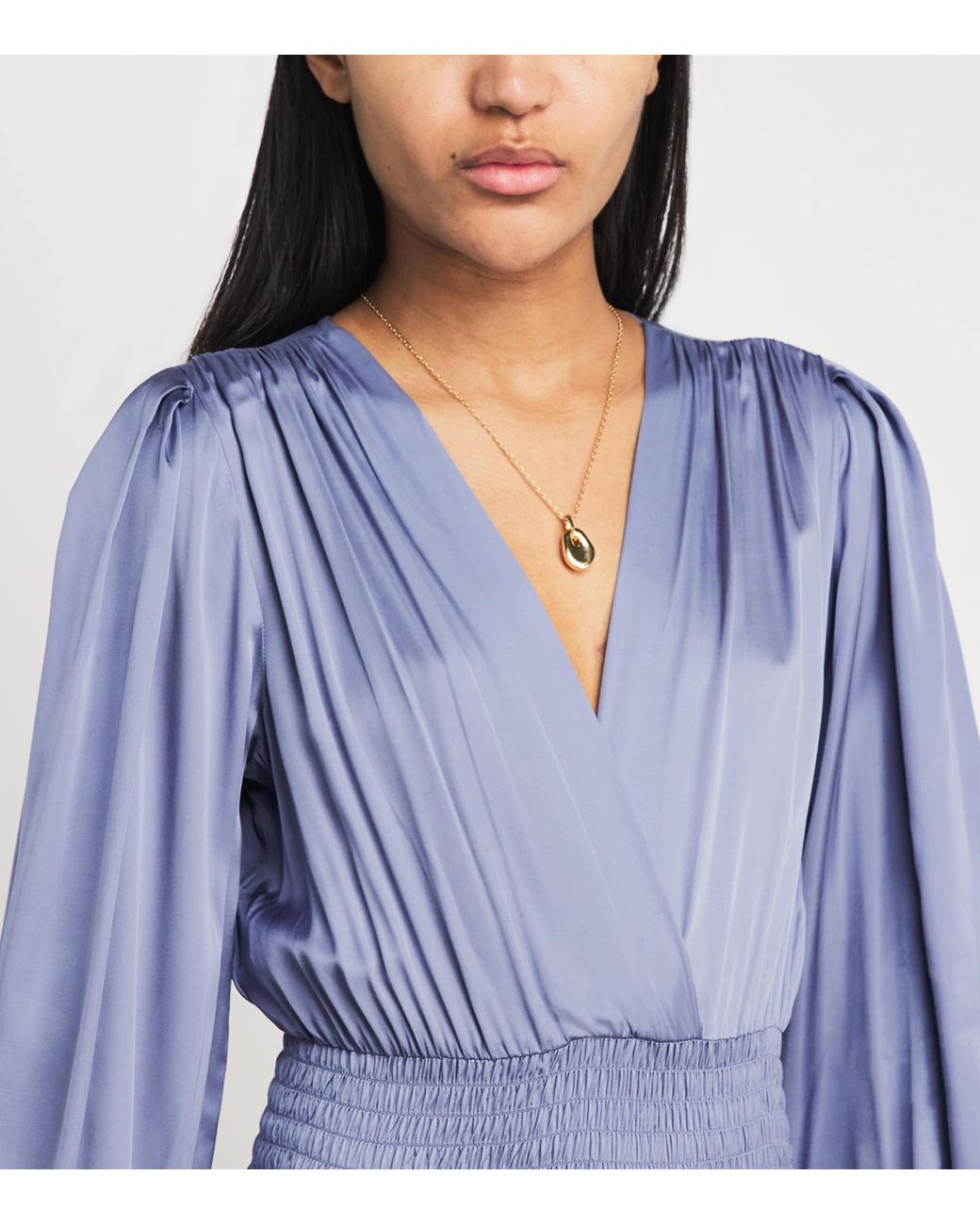 Maje Blue Ruffled Midi Dress