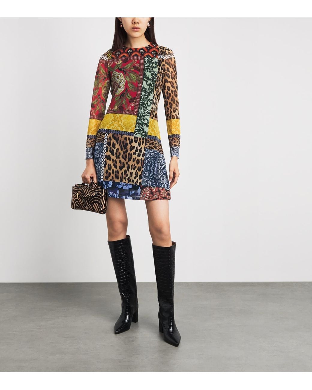 Alice + Olivia Multicolor Mesh Patchwork Delora Mini Dress