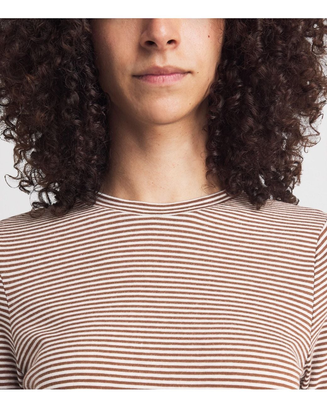 ME+EM Brown Organic Cotton Stripe Long-Sleeve Top