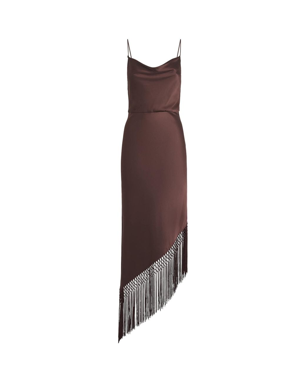 Alice + Olivia Brown Fringed Harmony Midi Dress