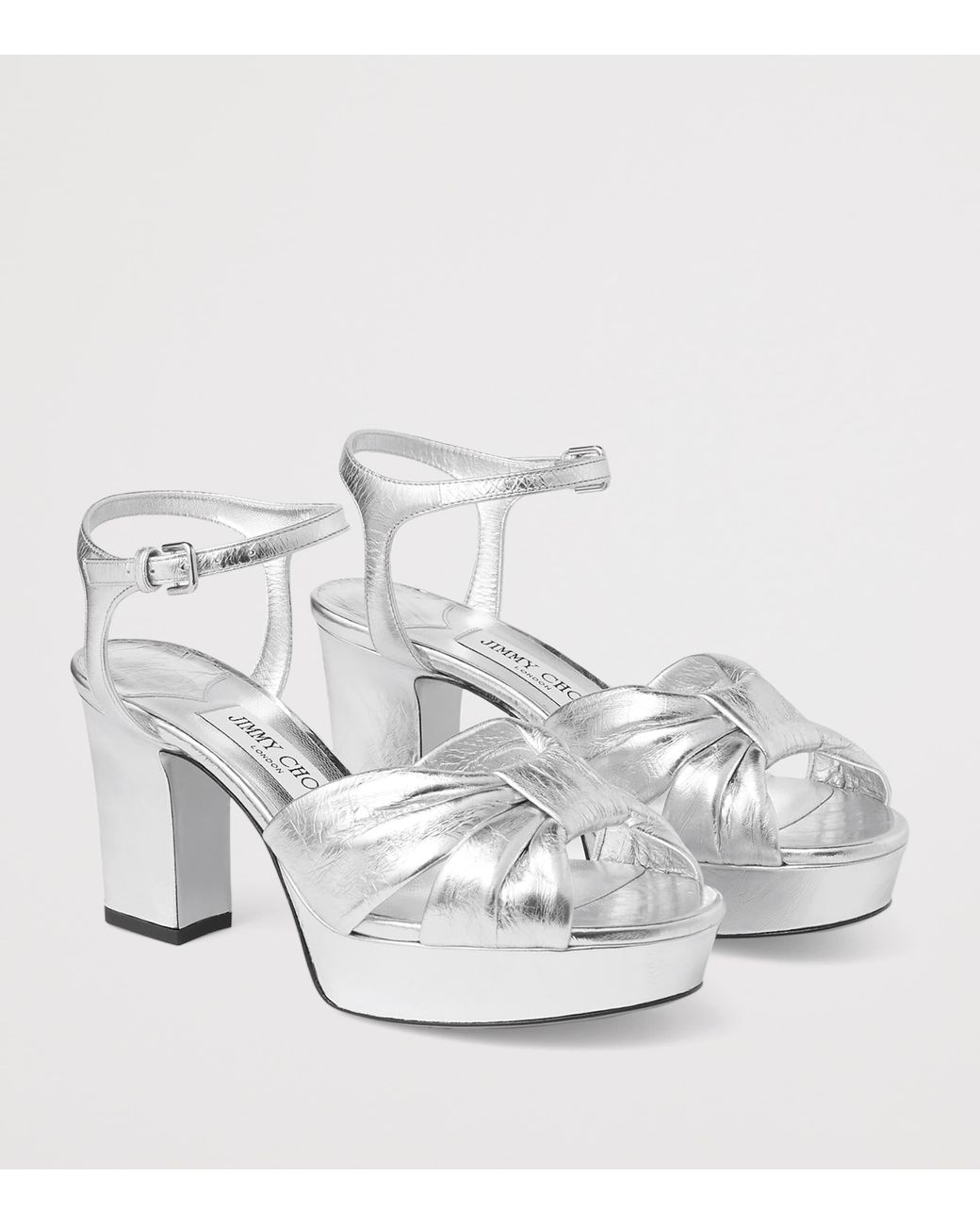 Jimmy Choo White Heloise 80 Leather Heeled Sandals