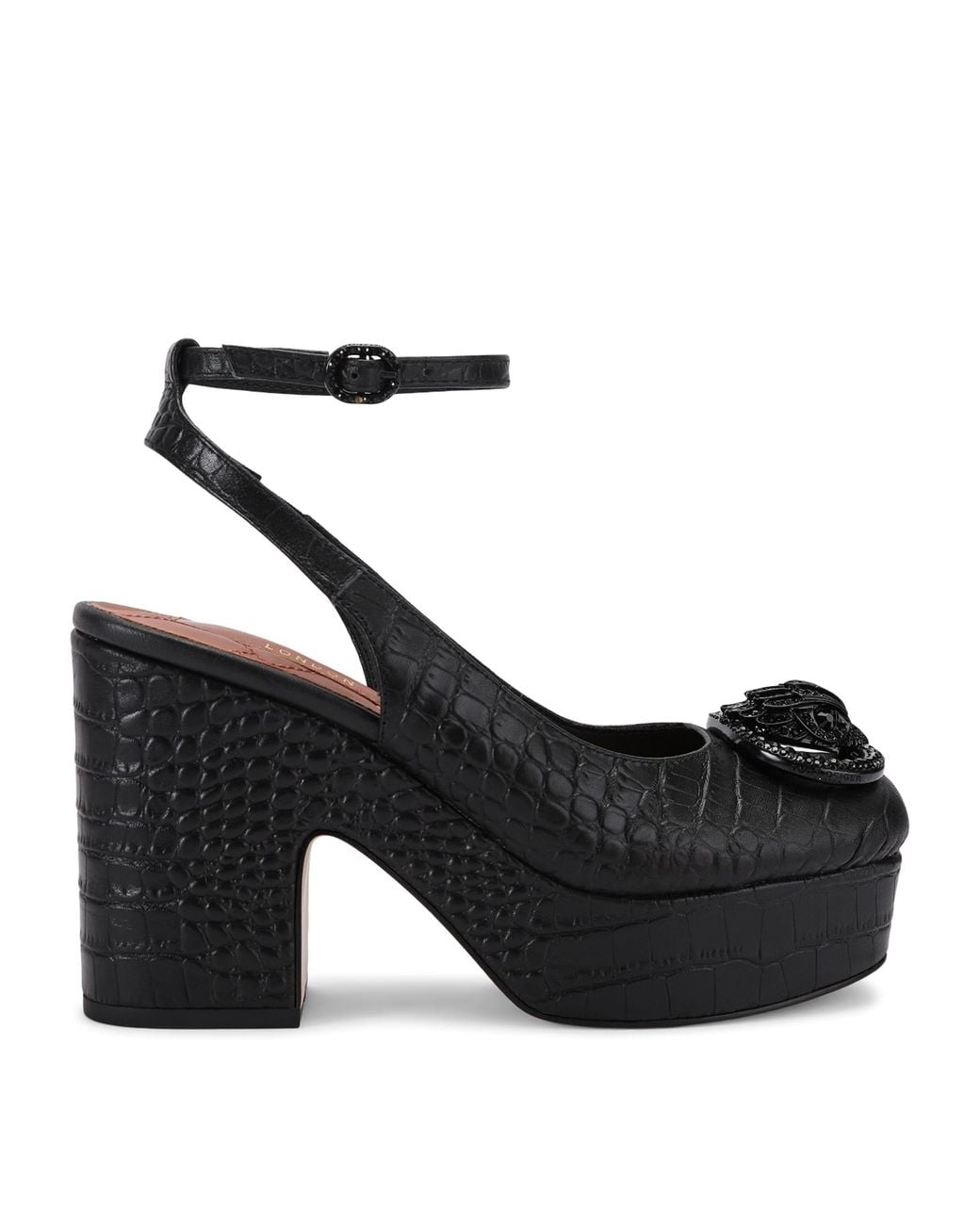 Kurt Geiger Black Croc-Effect Chelsea Platform Pumps