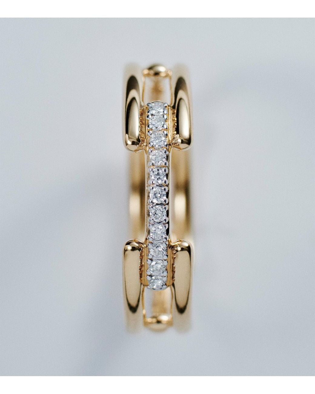 Monica Vinader Metallic Vermeil And Diamond Pavé Signature Link Ring