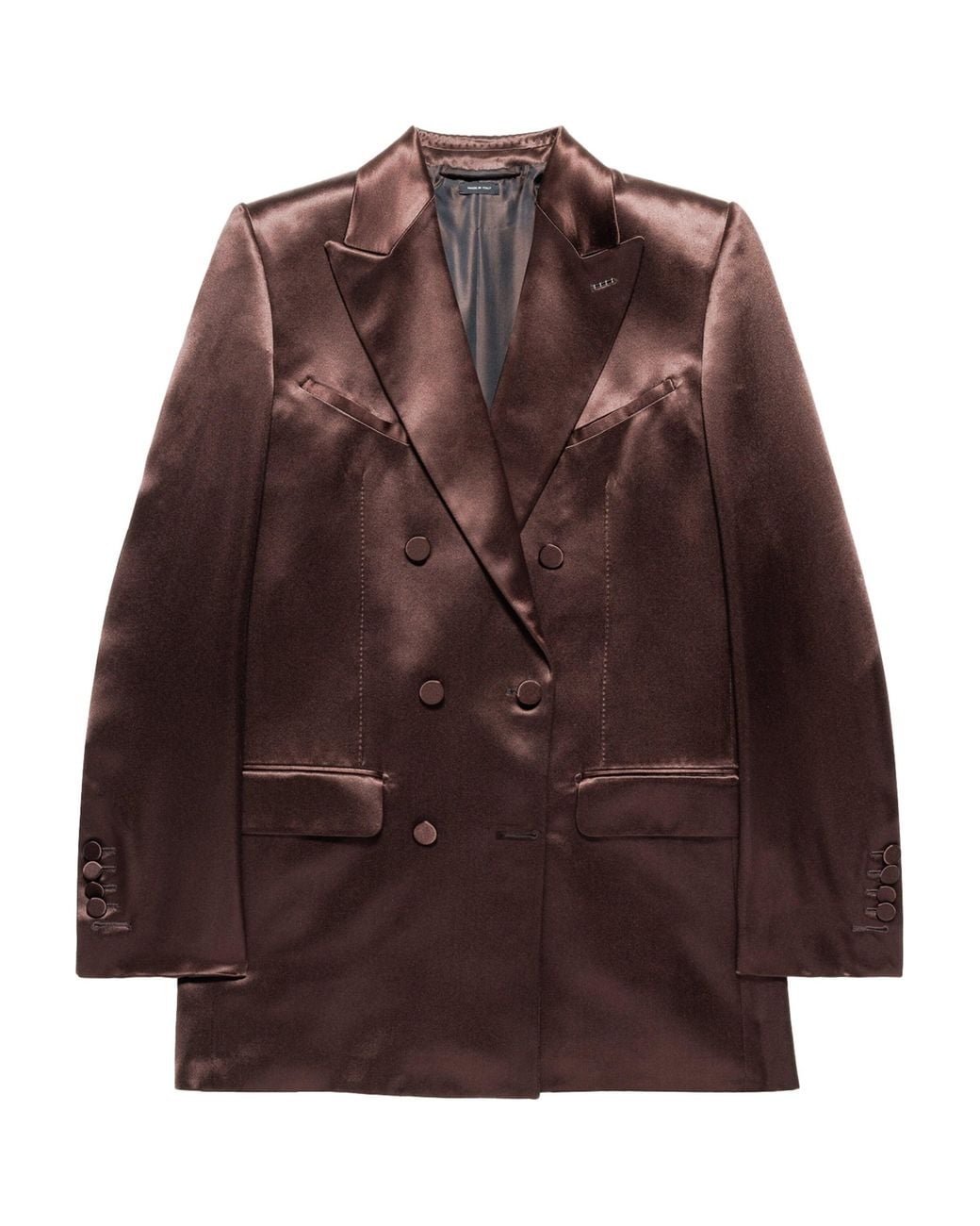 Tom Ford Brown Silk Satin Double-Breasted Blazer