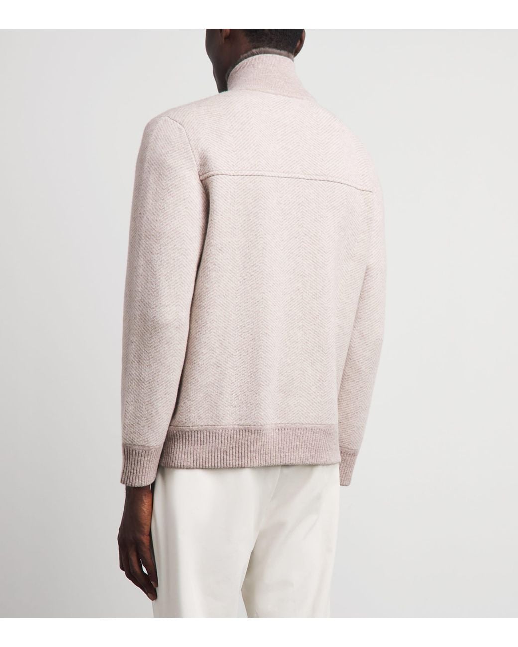 N.Peal Cashmere Natural Cashmere Herringbone Jacket for men