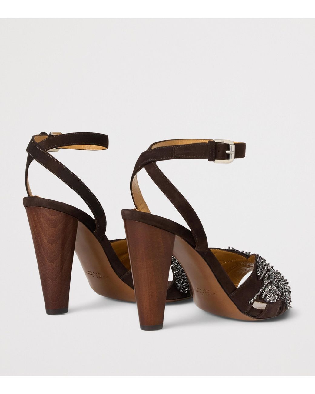 Ralph Lauren Black Suede Ryne Heeled Sandals 95