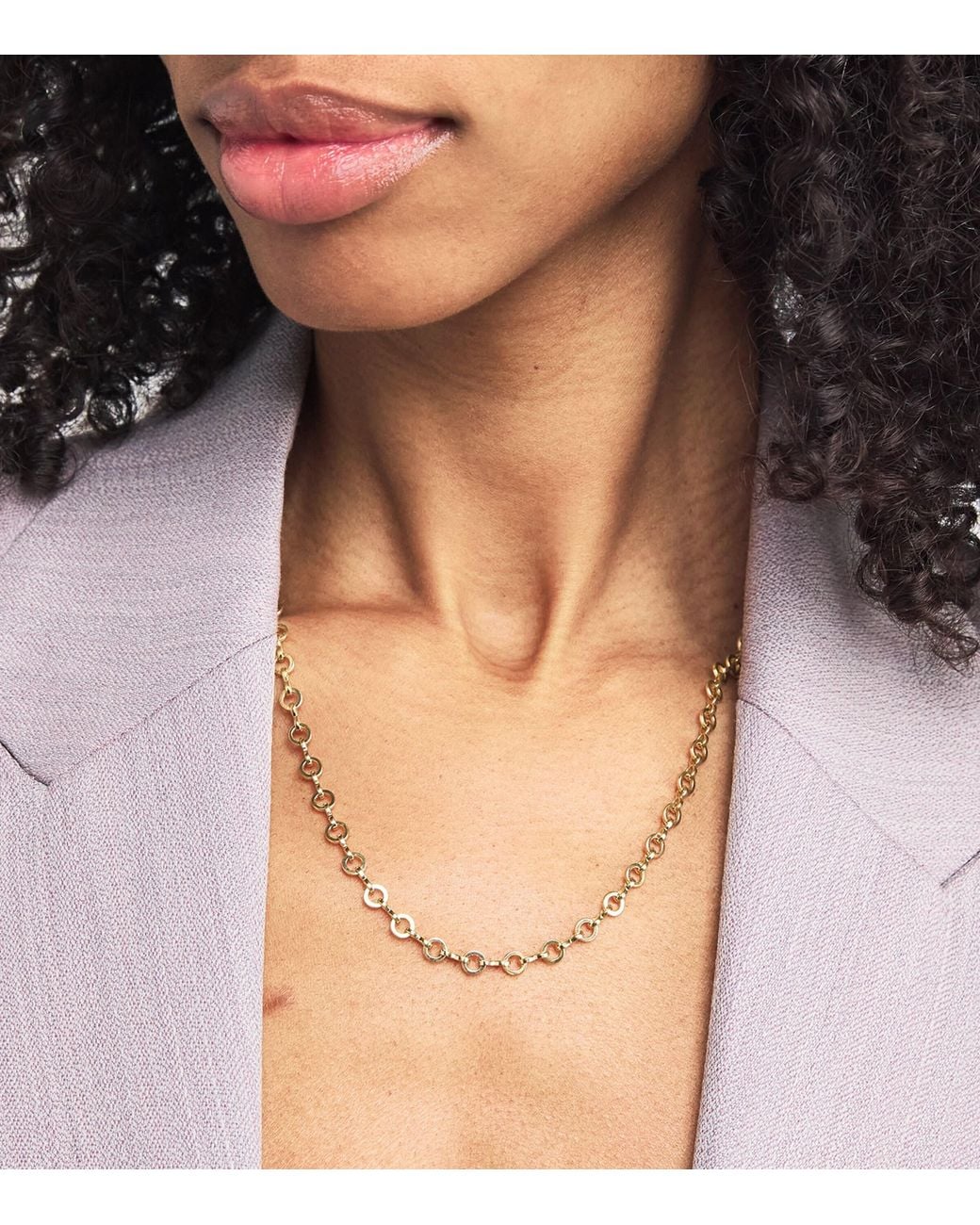 Azlee Metallic Medium Circle-Link Chain Necklace