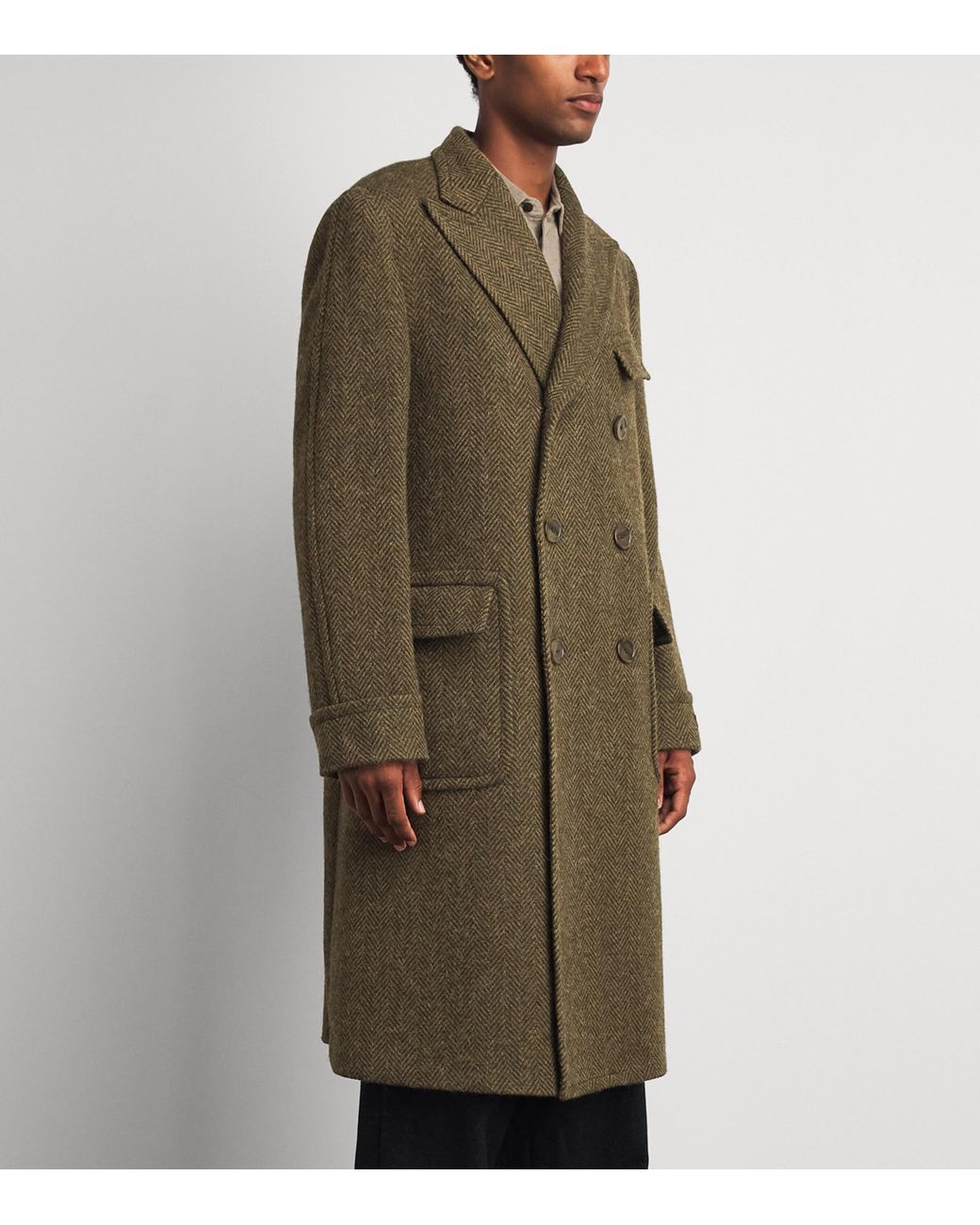 Polo Ralph Lauren Green Wool Tweed Polo Coat for men