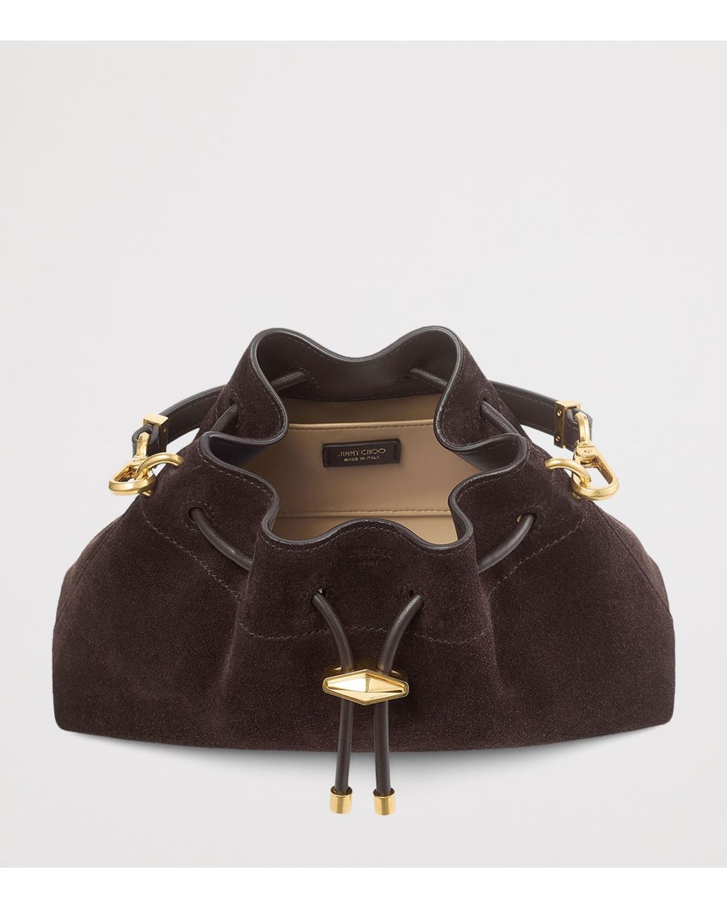 Jimmy Choo Brown Small Suede Cinch Shoulder Bag
